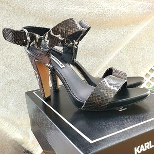 Karl Lagerfeld Cieone Terracotta Snakeskin Heels